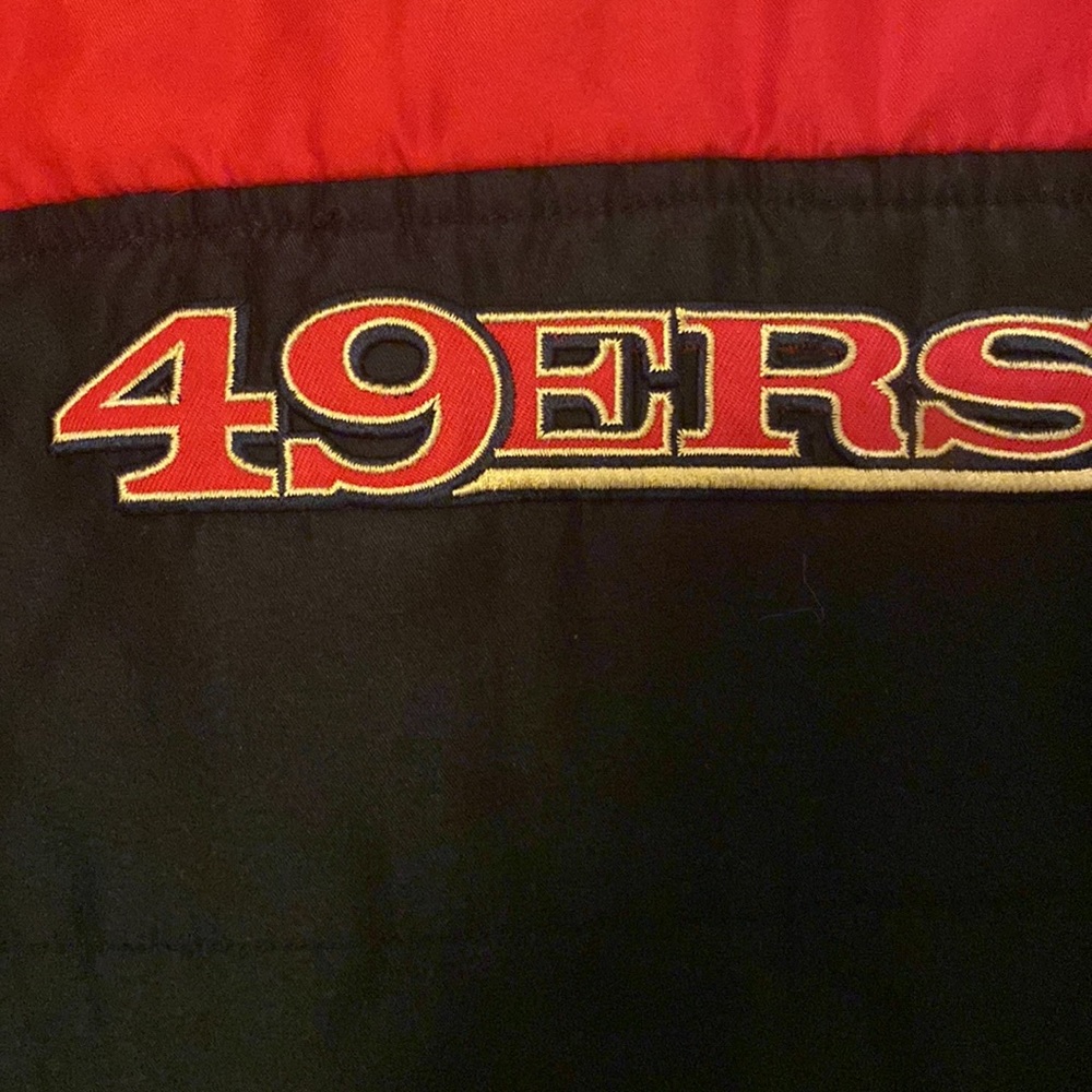 49ers vintage vest puffer men puffer large sports attire nfl short sleeve jacket - Picture 3 of 6
